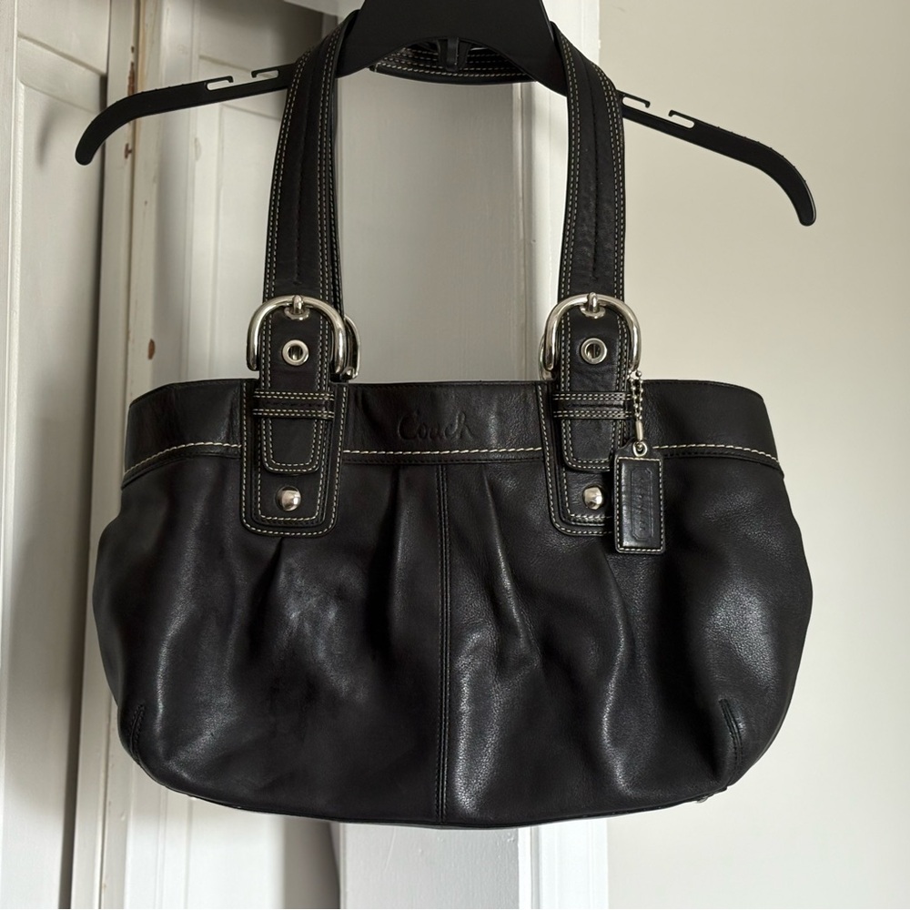 Coach Black Leather Tote Bag